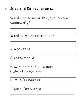 Preview of Workers and Consumers Student Notes