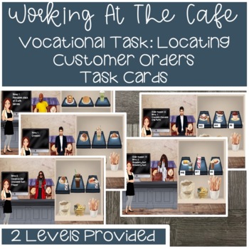 Preview of Working At A Cafe Vocational Task: Identifying Customer Orders Task Cards