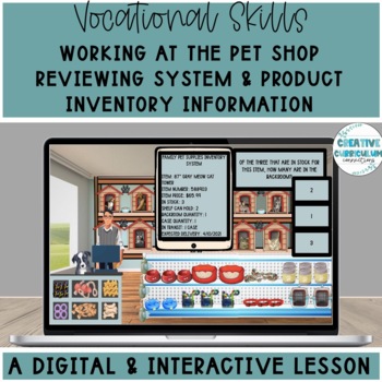Preview of Working At The Pet Shop Vocational Task Reviewing Product Info Digital Lesson