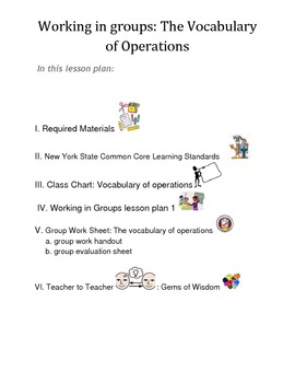 Preview of Working In Groups: Math- Vocabulary of Operations