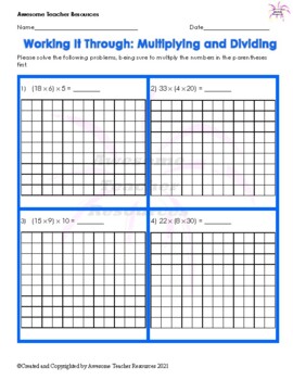 Preview of Working It Through: Multiplying and Dividing Worksheet