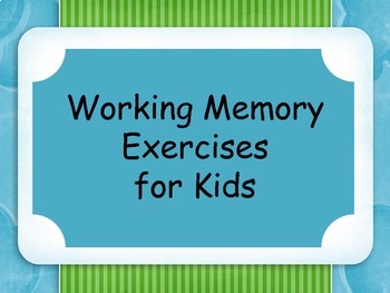 Preview of Working Memory Activities for Kids - Set 1