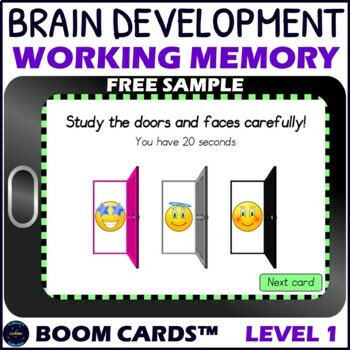 Preview of Working Memory Activity level 1 FREE SAMPLE – Digital Boom™ Cards