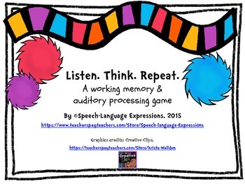 Preview of Working Memory & Auditory Processing Game (Listen.Think. Repeat.)