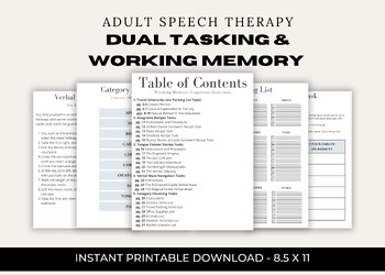 Preview of Working Memory Dual Tasking Activities Bundle for Adult Speech Therapy