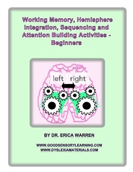 Preview of Working Memory Hemisphere Integration & Attention Activities - Beginners
