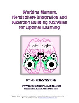 Preview of Working Memory Hemisphere Integration & Attention Building Activities Intermedia