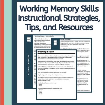 Preview of Working Memory Skills: Instructional Strategies