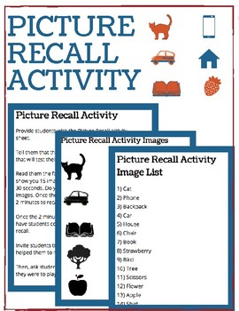 Preview of Working Memory Skills: Picture Recall Activity
