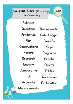 Preview of Working Scientifically Key Vocabulary Posters KS1/LKS2/UKS2