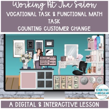 Preview of Working The Hair Salon Vocational Task Count Customer Change Digital Lesson