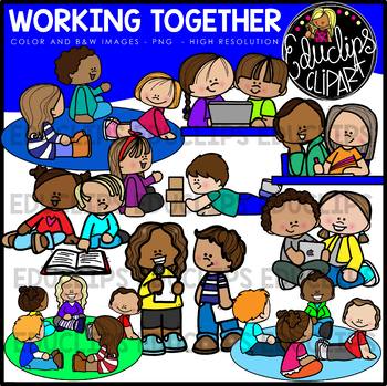 teachers and students working together cartoon