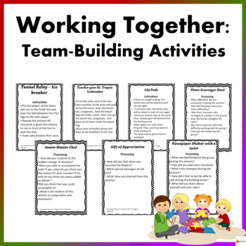 working together team building activities by a plus learning tpt