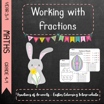 Preview of Working With Fractions - Fractions of Amounts Easter Colouring Intermediate