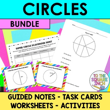 Preview of Circle Activities and Notes | Area and Circumference of Circles using Pi