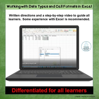 Preview of Working with Data Types and Cell Formatting in Excel Spreadsheet Resource 8