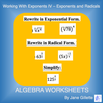 Preview of Working with Exponents IV - Exponents and Radicals