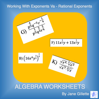 Preview of Working with Exponents Va - Rational Exponents