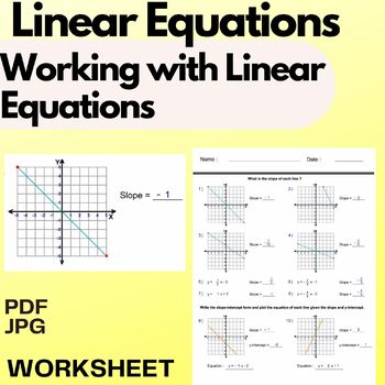 Preview of Working with Linear Equations - Algebra 2 - What is the slope of each line ?