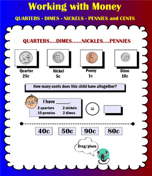 Preview of Working with Money - QUARTERS, DIMES, NICKELS and PENNIES