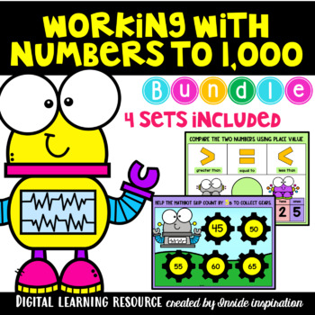 Preview of Comparing Numbers/Skip Counting to 1,000 Second Grade Math Google Slides Bundle