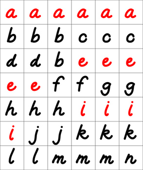 Preview of Working with Words Lower Case Letters Printable D'Nealian  FREE