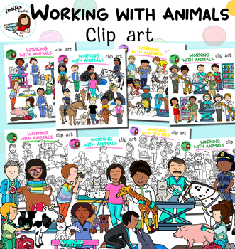 Preview of Working with animals clip art bundle- community helpers