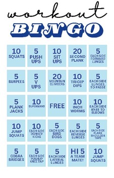 Preview of Workout Bingo