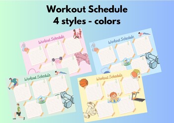 Preview of Workout Schedule - 4 Styles - colors (Free)