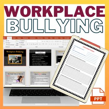 Preview of Workplace Bullying Lesson Powerpoint and Worksheets