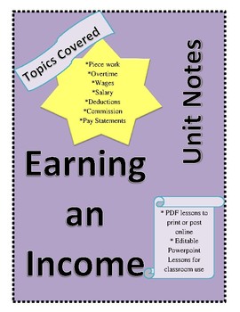 Preview of Workplace Math 10 - Earning an Income (Unit Notes)