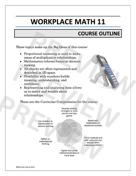 Preview of Workplace Math 11 COURSE OUTLINE (digital)