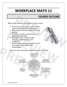 Preview of Workplace Math 11 COURSE OUTLINE