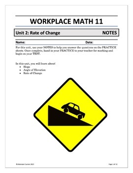 Preview of Workplace Math 11 Unit 2: Rate of Change NOTES (digital)