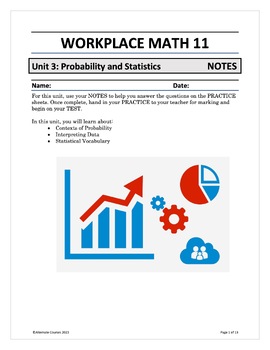 Preview of Workplace Math 11 Unit 3: Probability and Statistics NOTES (digital)