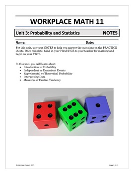 Preview of Workplace Math 11 Unit 3: Probability and Statistics NOTES