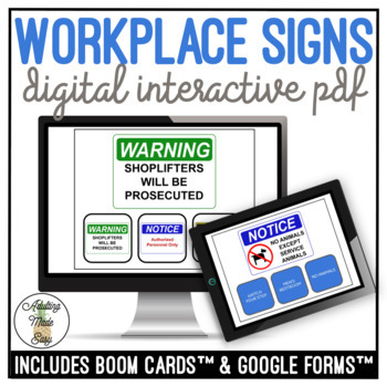 Preview of Workplace Signs Digital Interactive Activity