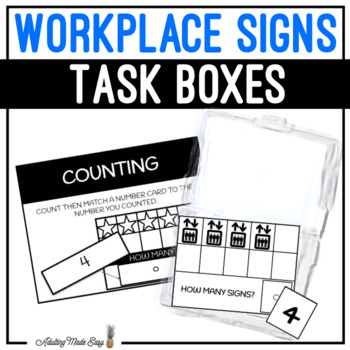 Preview of Workplace Signs Task Boxes - Counting Signs