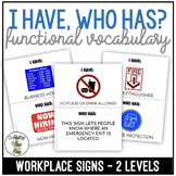 Workplace Signs Vocabulary - I Have, Who Has? Game