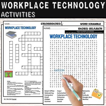 Preview of Workplace Technology Fun Worksheets,Puzzles,Wordsearch & Crosswords