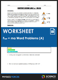 Worksheet - F=MA Word Problems (Part 1)