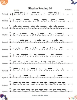 Worksheet 10 - Rhythm Reading exercises for music classrooms | TPT