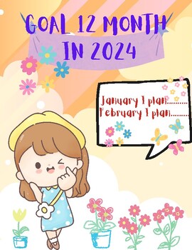 Preview of Worksheet 12 Months Goal in 2024 (For girl)