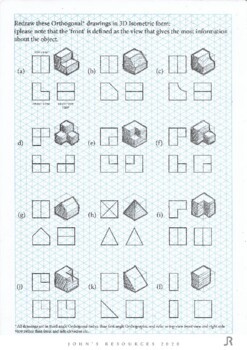 Worksheet 1: 2D Orthogonal to 3D Isometric by John's Resources | TpT