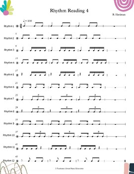 Worksheet 4 - Rhythm Reading exercises for music classrooms | TPT