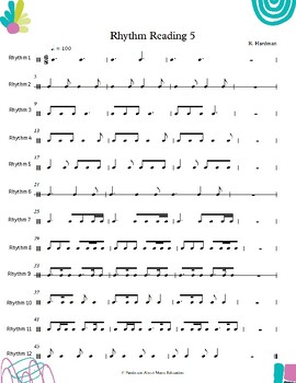 Worksheet 5 - Rhythm Reading exercises for music classrooms | TPT