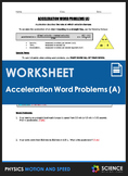 Worksheet - Acceleration Word Problems (Part 1)