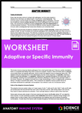 Worksheet - Adaptive or Specific Immunity - T Cells, B Cel