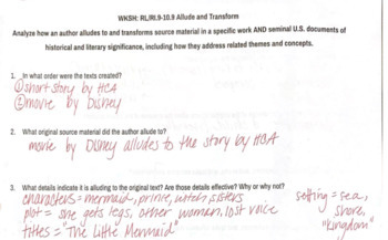Preview of Worksheet: Allude and Transform with "Little Mermaid" [CCSS.ELA.R.9] (EDITABLE)