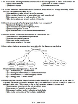 Abiotic Vs Biotic Factors Worksheet Answers